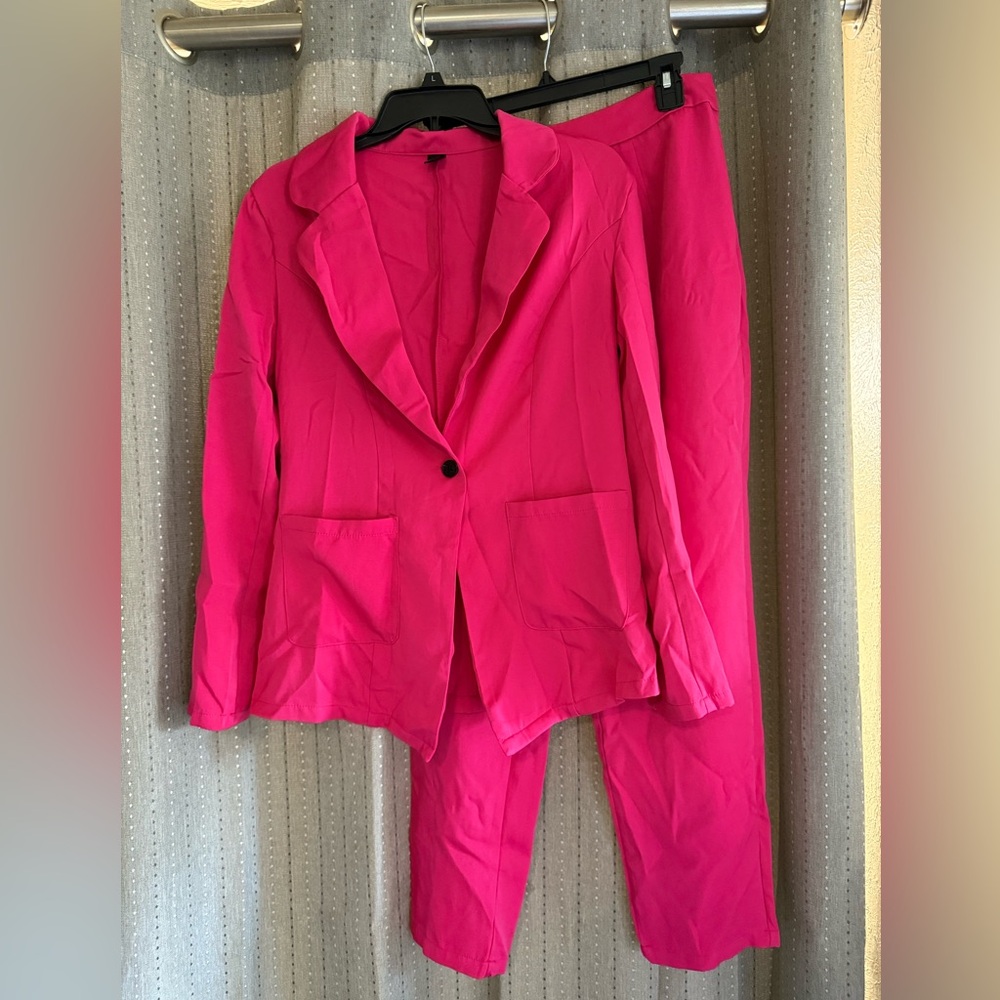 SHEIN Bold Pink Blazer & Pants Set